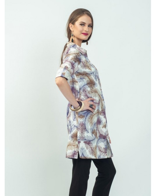 Ayana Lilac Feathers Tunic Shirt