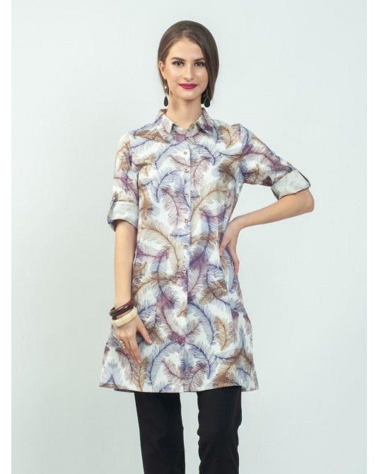 Ayana Lilac Feathers Tunic Shirt