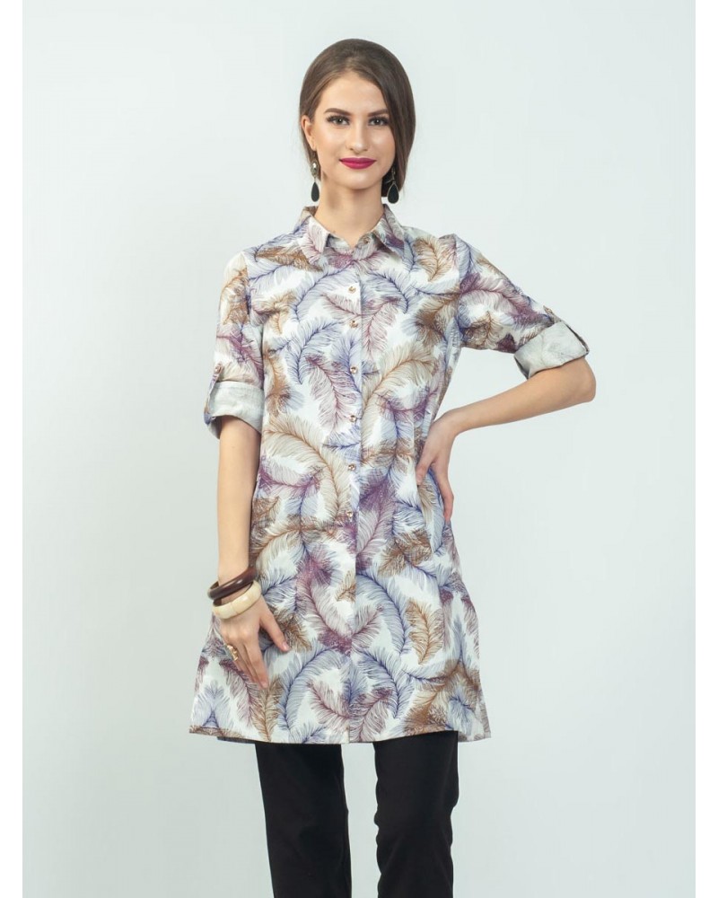 Ayana Lilac Feathers Tunic Shirt