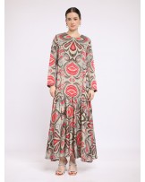 Grey Barong Ikat Maxi Dress