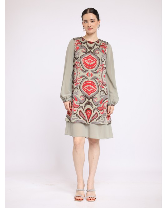 Grey Barong Ikat Dress
