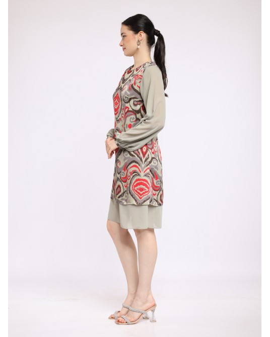 Grey Barong Ikat Dress