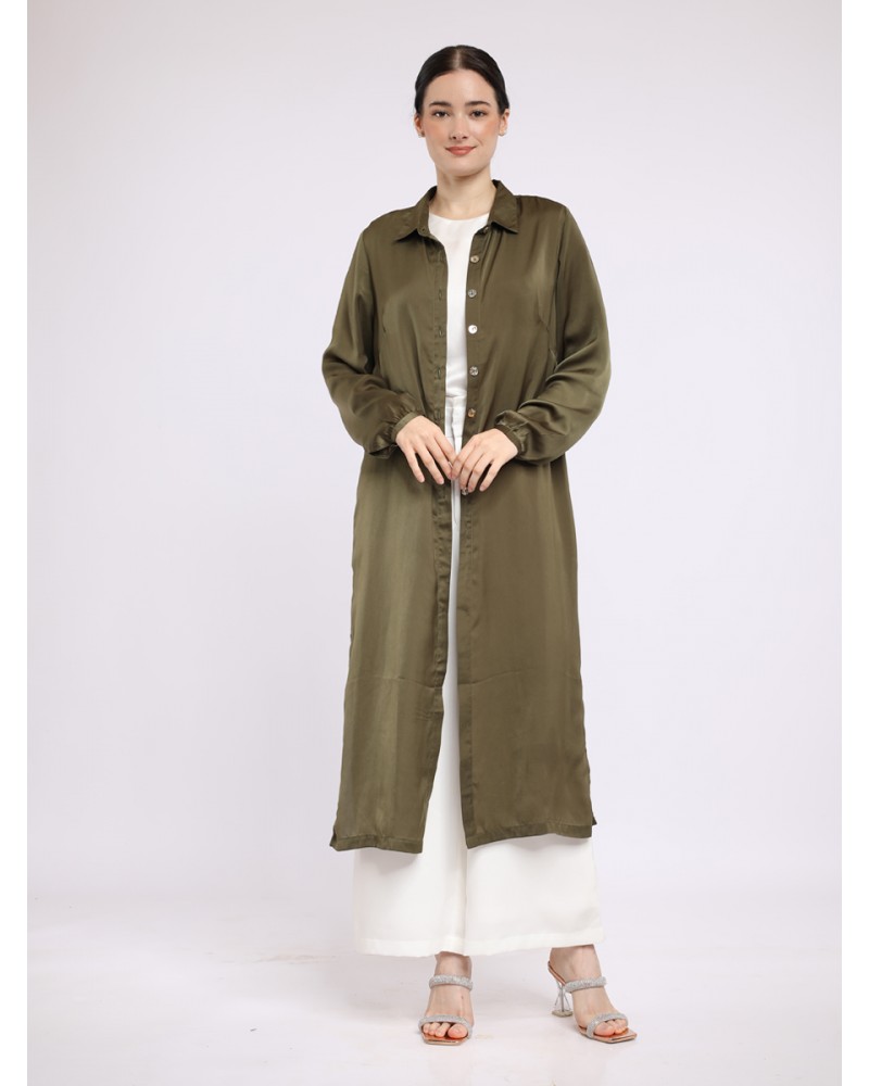 Zeina Olive Long Shirt