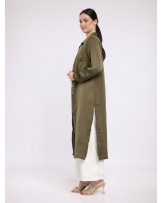 Zeina Olive Long Shirt