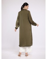 Zeina Olive Long Shirt