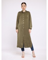 Zeina Olive Long Shirt