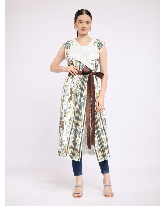 Olive Ikat Long Vest