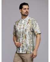 Olive Ikat Kaftan Shirt