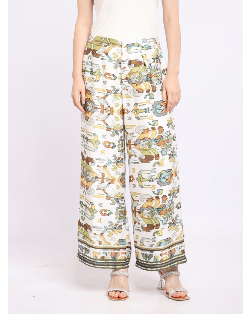 Olive Ikat Palazzo Pants