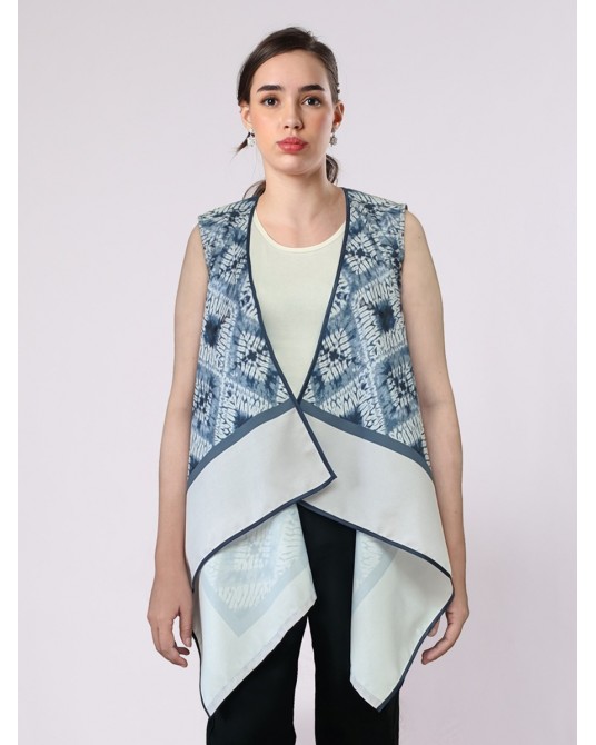 Blue Tie Dye Scarf Vest