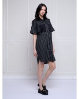 Black And White Cocoon Shirt Dress