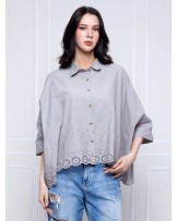 Grey Eyelet Boggy Shirt