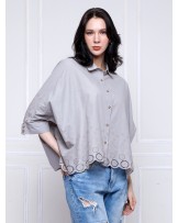 Grey Eyelet Boggy Shirt