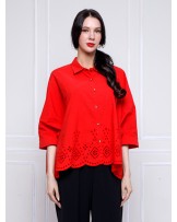 Red Eyelet Boggy Shirt