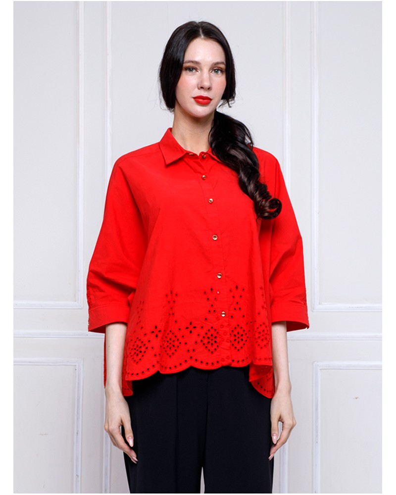 Red Eyelet Boggy Shirt