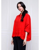 Red Eyelet Boggy Shirt