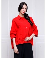 Red Eyelet Boggy Shirt