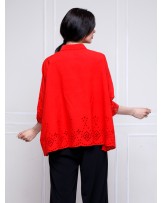 Red Eyelet Boggy Shirt