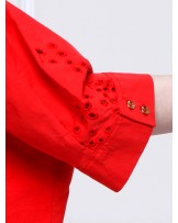 Red Eyelet Boggy Shirt