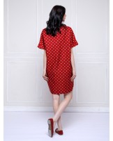 Red Check Cocoon Shirt Dress