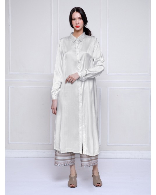 White Lurex Long Shirt
