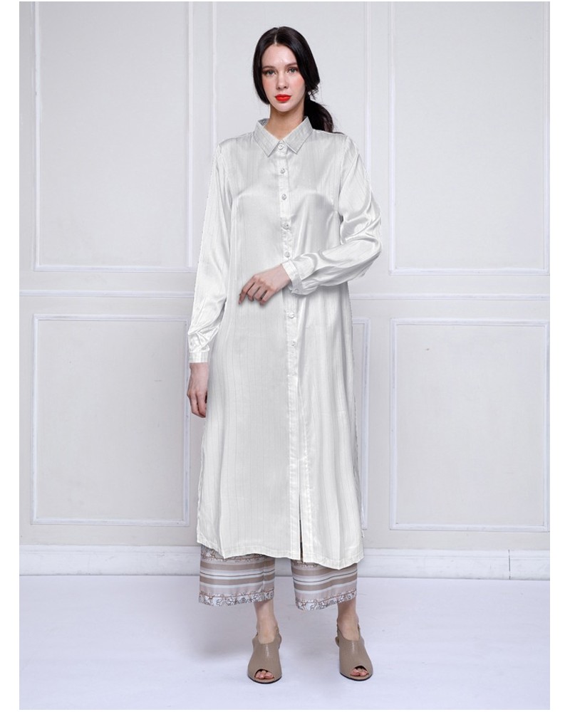White Lurex Long Shirt