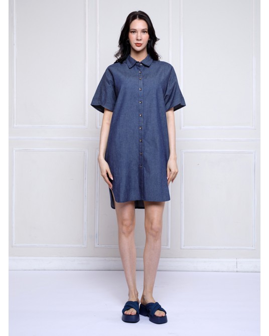 Chambray Cocoon Shirt Dress