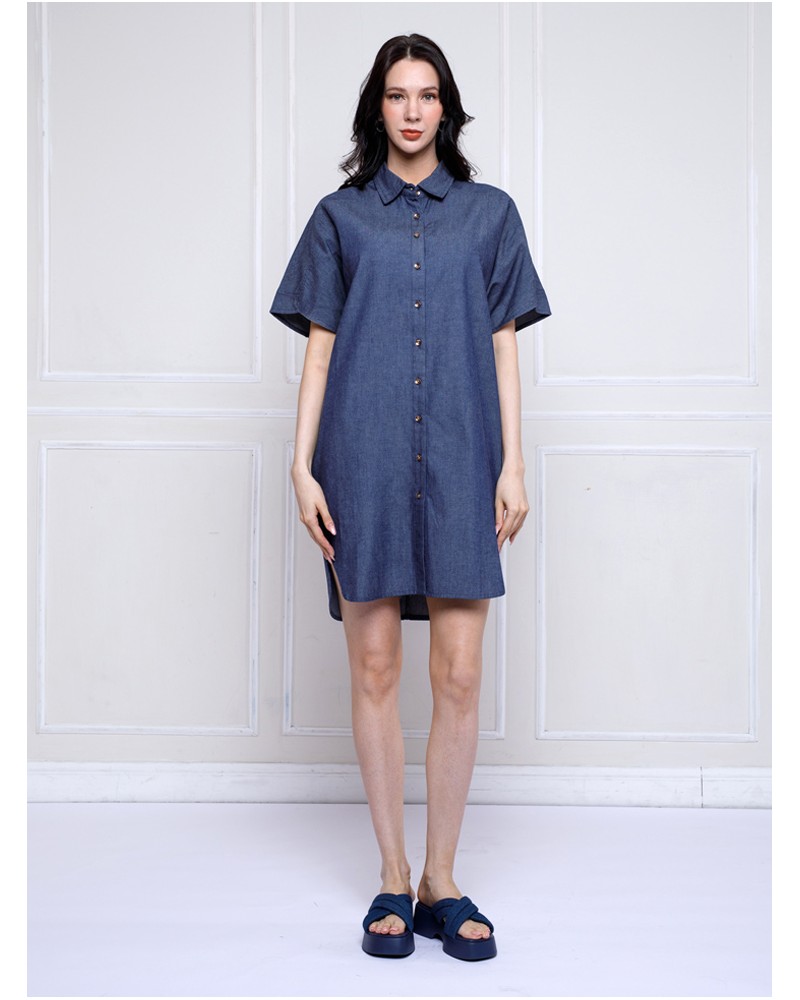 Chambray Cocoon Shirt Dress