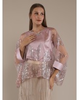Pink Geometric Sequin Kaftan Blouse