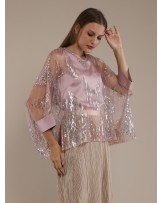 Pink Geometric Sequin Kaftan Blouse