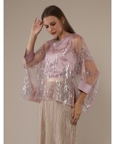 Pink Geometric Sequin Kaftan Blouse