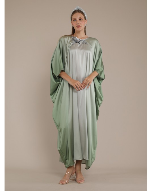 Ombre Green Butterfly Kaftan Dress