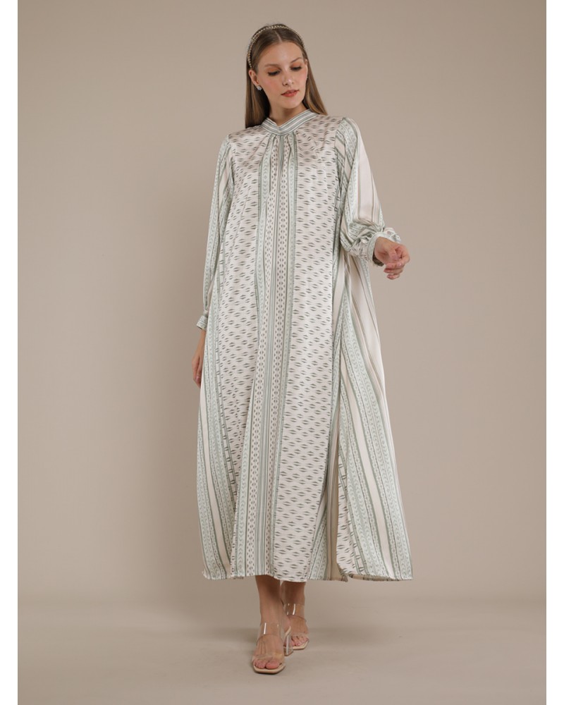 Green Suji  Abaya Dress