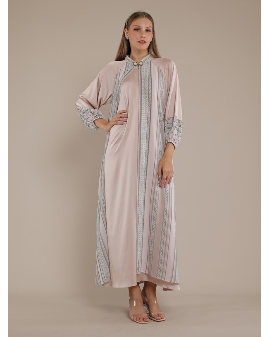 Green Suji Layered Abaya Dress