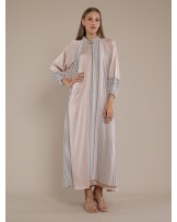 Green Suji Layered Abaya Dress