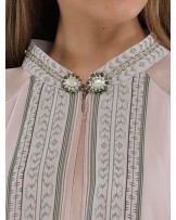 Green Suji Layered Abaya Dress