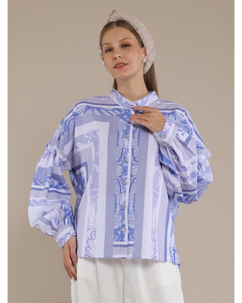 Blue Butterfly Boho Shirt Blouse