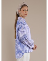 Blue Butterfly Boho Shirt Blouse