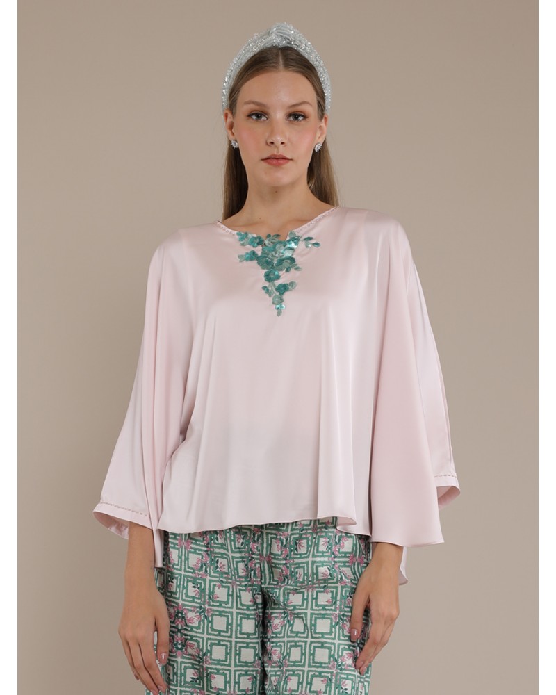 Blush Ponco Kaftan Blouse