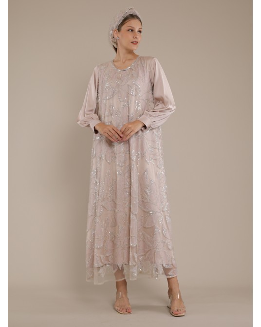 Blush Butterfly Abaya Dress