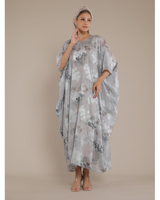 Burnout Flower Butterfly Kaftan Dress