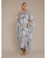Burnout Flower Butterfly Kaftan Dress