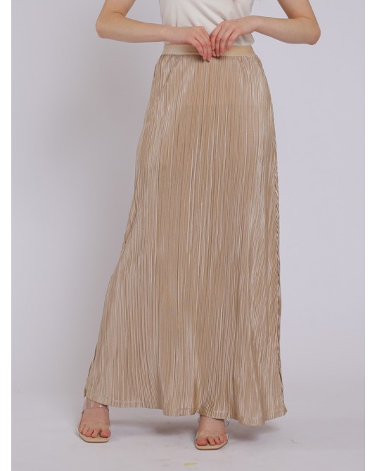 Gold Pleated  Maxi Skirt