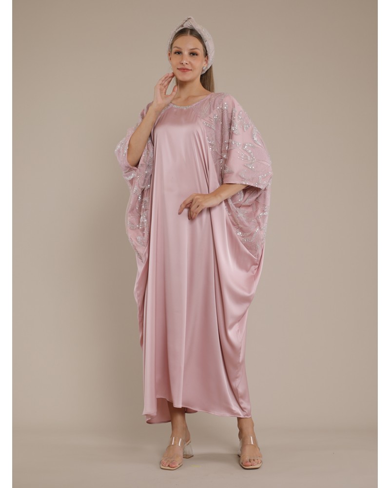 Dusty Rose Butterfly Kaftan Dress