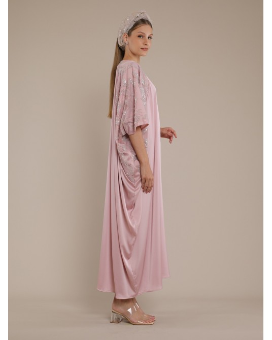 Dusty Rose Butterfly Kaftan Dress