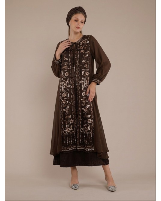 Brown Iris Abaya Dress