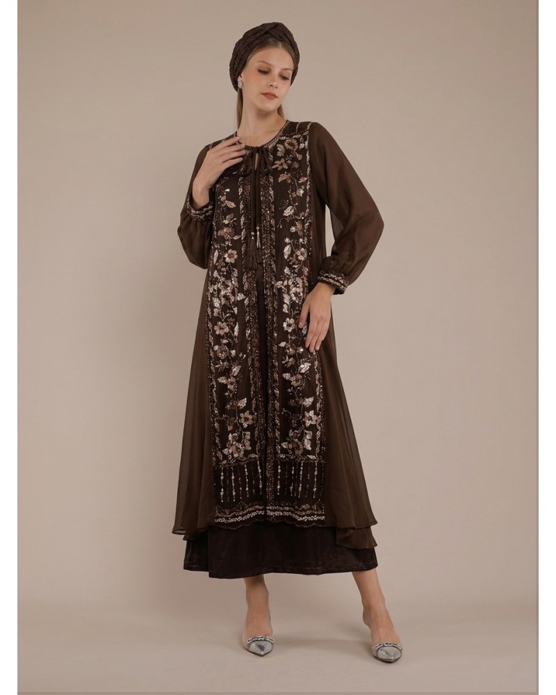 Brown Iris Abaya Dress