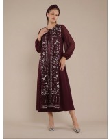 Maroon Iris Abaya Dress