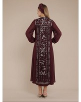 Maroon Iris Abaya Dress