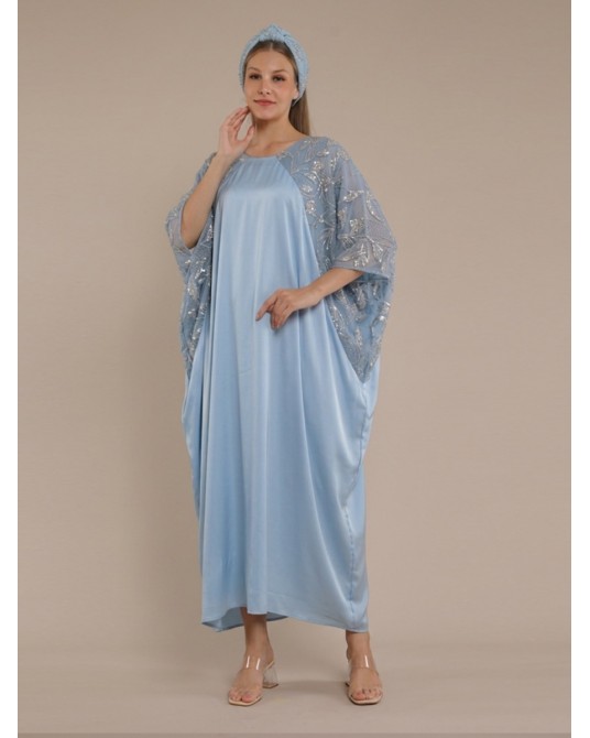 Blue Butterfly Kaftan Dress